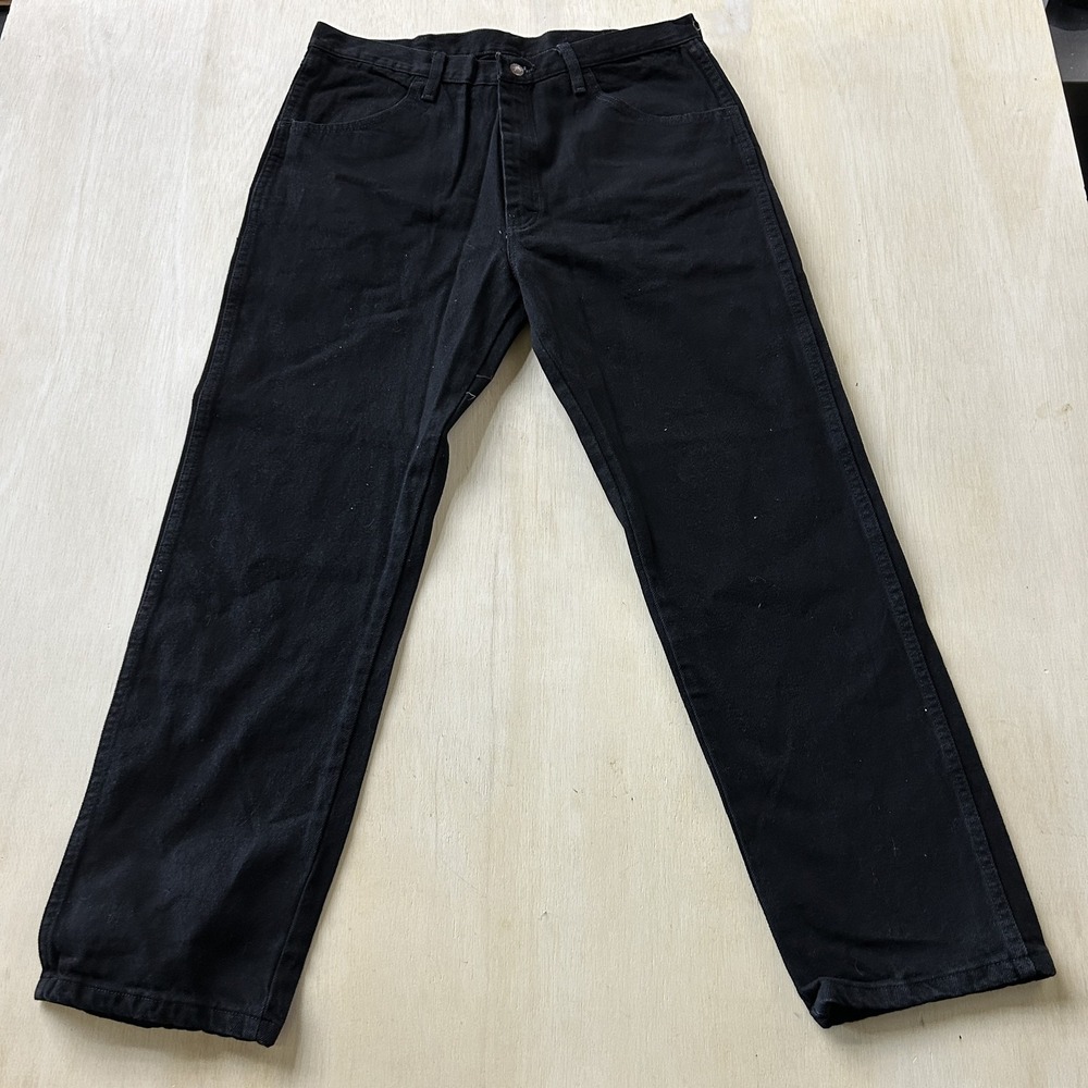 Rustler Jeans Mens 36x30 Black Denim Regular Fit Straight‎ Leg Dark Wash Casual